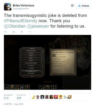 Illustration for article titled Pillars Of Eternity Makers Change Fan-Made Text After Player Complaints